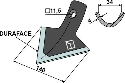 Sweep 140mm til Väderstad Arbeidsbredde 140mm, hull 11,5mm 