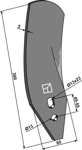 Høyre veilederplate til Kverneland Lengde 300 mm - Bredde 80 mm 