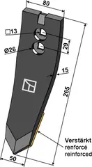 Punktskjær til Väderstad Lengde 265 mm - Tykkelse 15 mm
