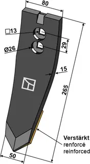 Point - reinforced til Väderstad Lengde: 265 mm, Hull: 13 mm