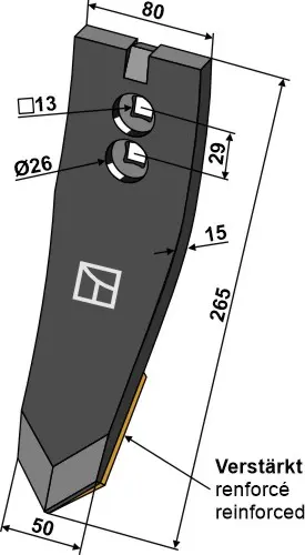 Punktskjær til Väderstad Lengde 265 mm - Tykkelse 15 mm 