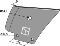 Venstre rivetind til Lachaud Hulldiameter 14,5 mm, tykkelse 8 mm