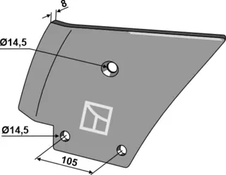 Venstre rivetind til Lachaud Hulldiameter 14,5 mm, tykkelse 8 mm