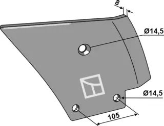 Høyre rivetind til Lachaud Hullsenter 105, tykkelse 8 mm
