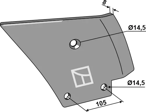 Høyre rivetind til Lachaud Hullsenter 105, tykkelse 8 mm 