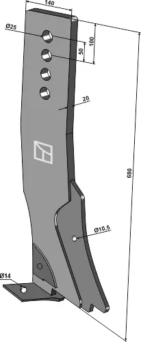 Subsoiling shank til Great Plains Lengde: 680mm, Tykkelse: 20mm 