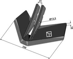 Plogskjær 350 mm til Köckerling Tykkelse 10 mm - Arbeidsbredde 350 mm