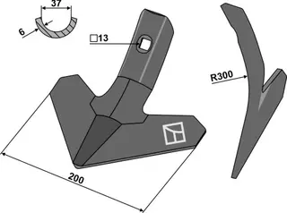 Sweep 200mm til Kuhn Arbeidsbredde 200mm, hull 13mm