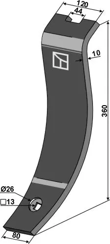 Kultivatordel til Väderstad 360 x 80-120 mm - Tykkelse 10 mm 
