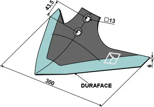 Kultivatordel 300 mm til Treffler Arbeidsbredde 300 mm - Tykkelse 6 mm 