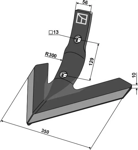 Kultivatortann til Lemken 350 mm - Tykkelse 10 mm 