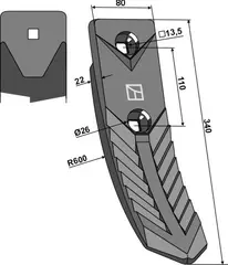 Plogskjær til Köckerling 340 x 80 mm - Tykkelse 22 mm