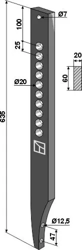 Tind til Religieux Lengde 635 mm - 60x20 mm 