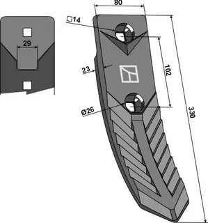 Forged Point til Kongskilde Lengde 330mm, Arbeidsbredde 80mm
