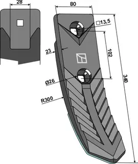 Kultivatortann til Kongskilde 340 mm - 80 mm arbeidsbredde