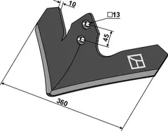 Stubbskjær 360mm til Kuhn Arbeidsbredde 360mm, hull 13mm