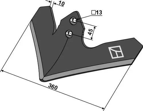 Stubbskjær 360mm til Kuhn Arbeidsbredde 360mm, hull 13mm 