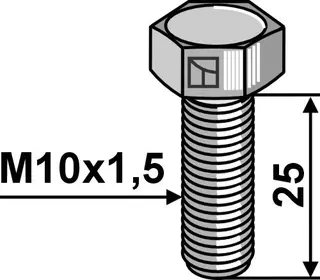 Hexagon bolt M10x1,5x25 M10x1,5, 25mm, A2-70 kvalitet