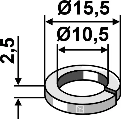 Split washer Ø15,5x2,5xØ10,5 Ø15,5x2,5xØ10,5, DIN7980 