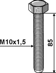 Bolt M10x1,5 - Galvanized M10x1,5, 85mm, kvalitet 8.8
