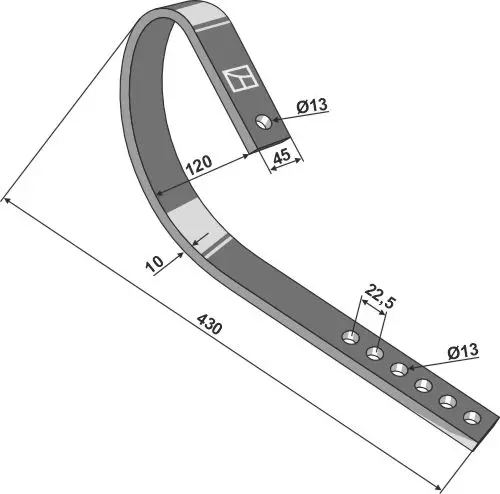 Bremsetind til Kverneland Lengde 430 mm - 45x10 mm 