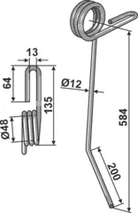 Etterløpstind til Hatzenbichler Ø12 x 584 mm - Passer til Hatzenbichler