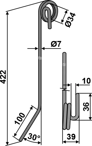 Following tine Ø7mm Ø7mm, ukjent merke 