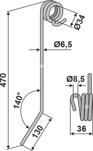 Following tine Ø6,5mm Ø6,5mm, ukjent merke 