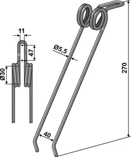 Weeder tine Ø5mm Ø5mm, ukjent maskinmerke