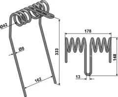 Etterløpstind til Amazone Ø42 x 333 mm - Tråddiameter Ø8