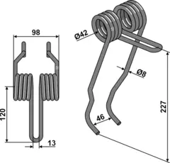 Etterløpstind til Amazone Ø42 x 227 mm - Ø8 mm tråd