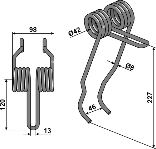 Etterløpstind til Amazone Ø42 x 227 mm - Ø8 mm tråd 
