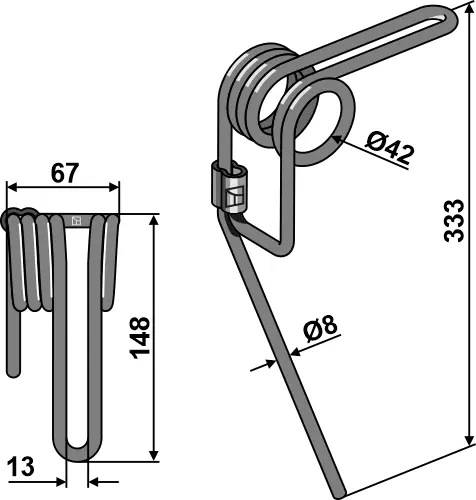 Etterløpstind til Amazone Ø42 x 333 mm - Tråddiameter Ø8 