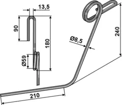 Etterløpstind til Kuhn Ø12 x 240 mm - Passer til BS - GC
