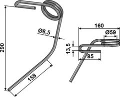 Etterløpstind til Kuhn Ø12 mm - Lengde 290 mm