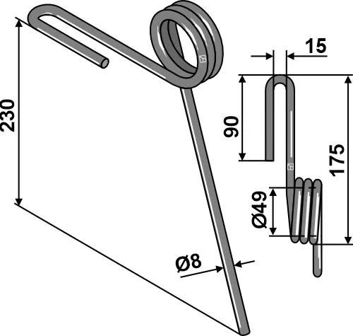 Etterløpstind til Kuhn Ø12 x 230 mm - BS - GC2 INTEGRA 