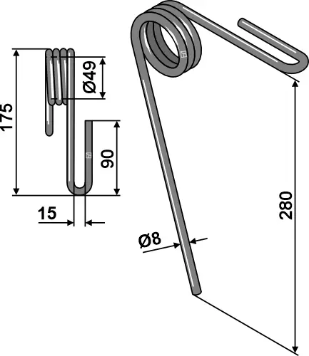 Etterløpstind til Kuhn Ø12 x 280 mm - BS - GC2 INTEGRA 