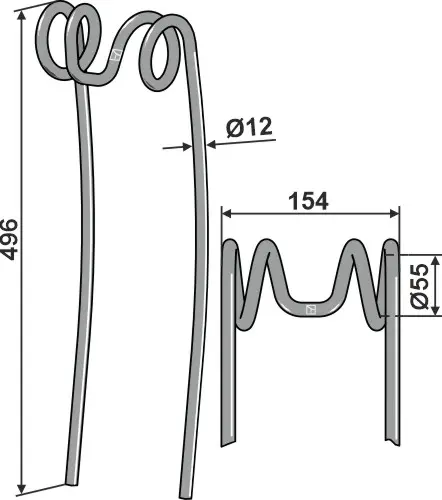 Etterløpstind til Kuhn Ø12 x 496 mm - ESPRO 