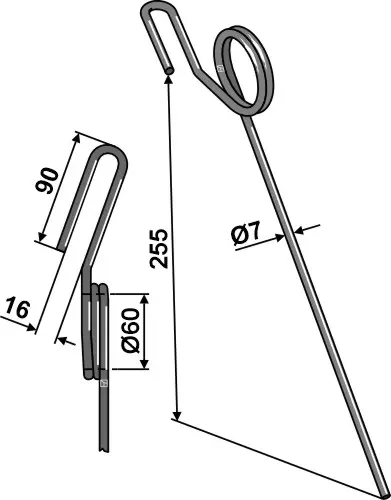 Etterløpstind til Kuhn Ø7 x 255 mm - INTEGRA 