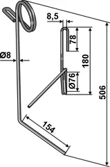 Etterløpstind til Kuhn Ø9 mm - Lengde 506 mm