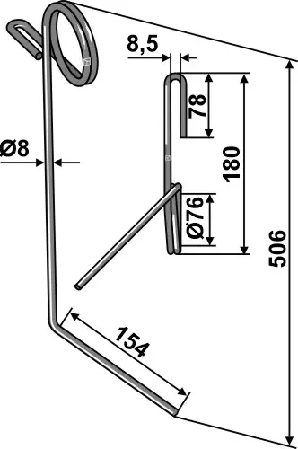Etterløpstind til Kuhn Ø9 mm - Lengde 506 mm 