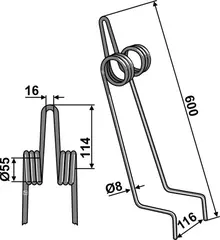 Etterløpstind til Kuhn Ø8 x 600 mm - Passer Kuhn