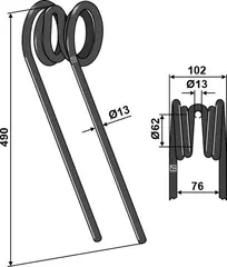 Etterløpstind til Lemken Ø13 x 490 mm - Passer Lemken