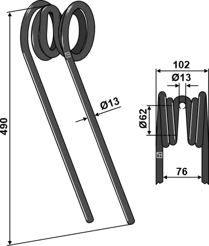 Etterløpstind til Lemken Ø13 x 490 mm - Passer Lemken 