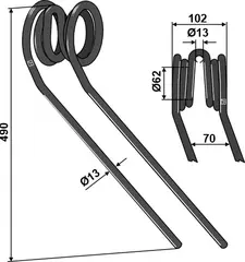 Etterløpstind til Lemken Ø13 x 490 mm - Høy kvalitet