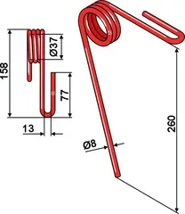 Etterløpstind til Hassia og Lemken Ø8 x 260 mm - Passer til Hassia