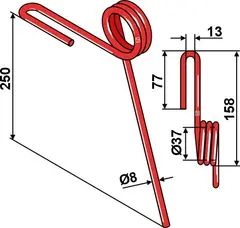 Etterløpstind til Hassia og Lemken Ø8 x 250 mm - Passer til Hassia, Lemken