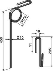 Following tine til Rampelmann Ø10mm, lengde 450mm