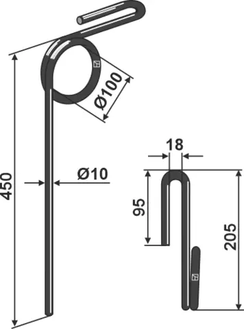 Following tine til Rampelmann Ø10mm, lengde 450mm
