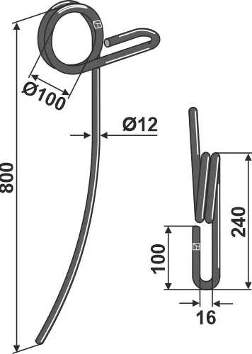 Following tine til Simba Ø12mm, 800mm lengde 